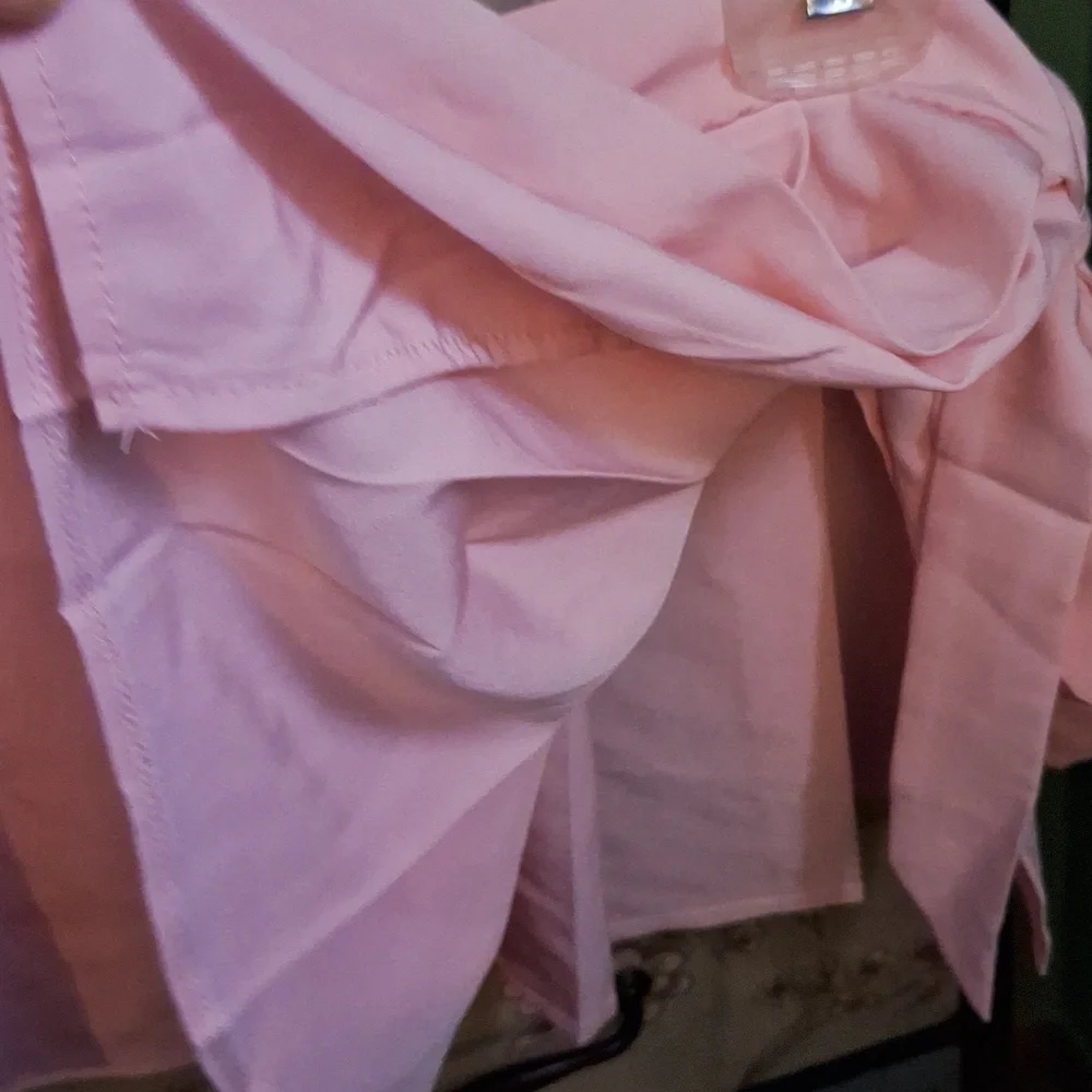 Perfectly pink pleated open sided bow tie lingerie 11 inch long skirt